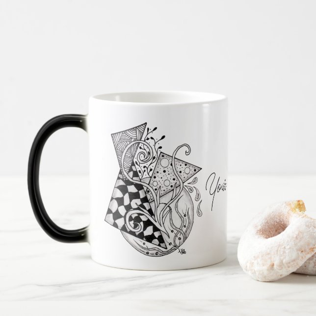 Caneca Mágica Florale Dreiecke, Tangle Zeichnung -  (Com Donut)
