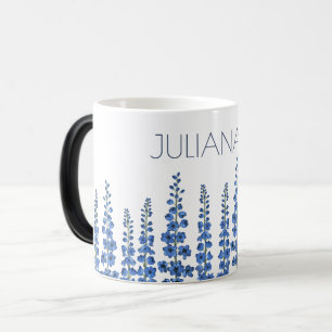 Caneca Mágica Flores Azuis Delfinium de julho