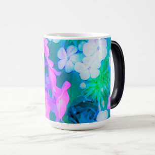 Caneca Mágica Flores de Phlox, Rosa, Verde, Azul e Branco