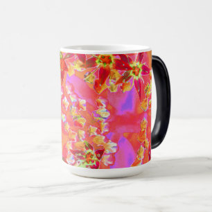 Caneca Mágica Flores de Sedum Suculento Vermelho em Laranja Quei