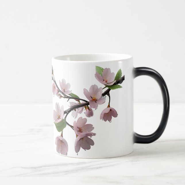 Caneca Mágica Flores na chuva - Flor Elegante de Cereja (Direita)