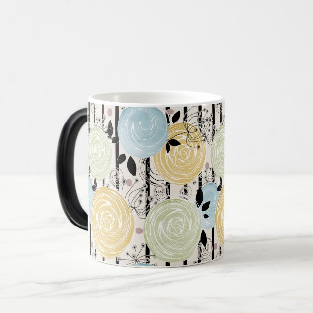 Caneca Mágica Flores retrô e abstratas (Frente Esquerda)
