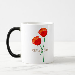 Caneca Mágica Flores Vermelhas Poppy Personalizadas