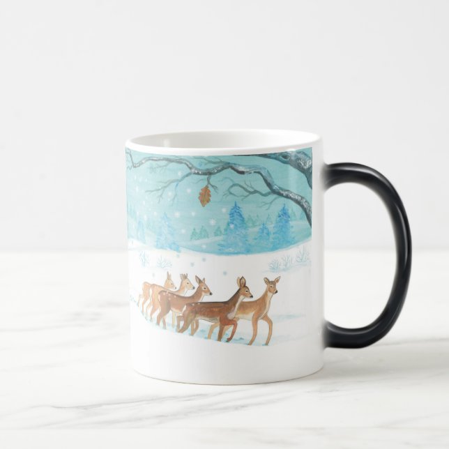 Caneca Mágica Floresta de neve de inverno Roe Deer (Direita)