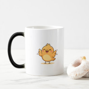 Caneca Mágica Fofa Galinha Feliz Cartoon Minimalista