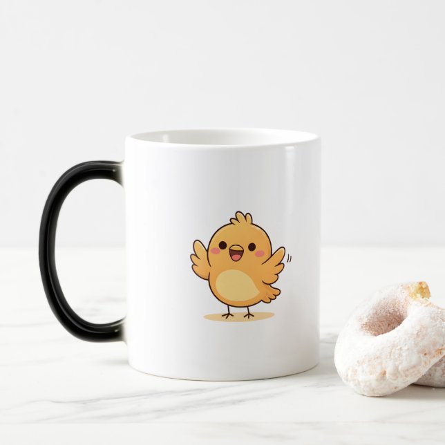 Caneca Mágica Fofa Galinha Surpresa Cartoon Minimalista (Com Donut)