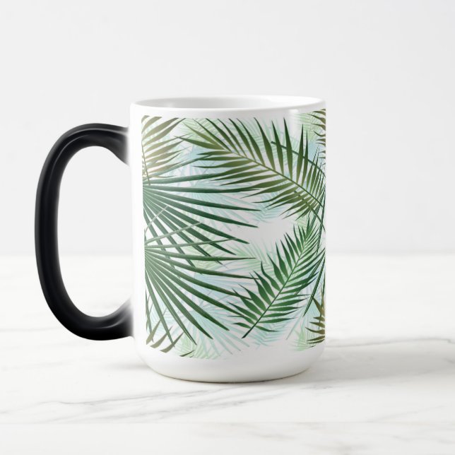 Caneca Mágica Folhas tropicais de Palm Verde e bege (Esquerda)