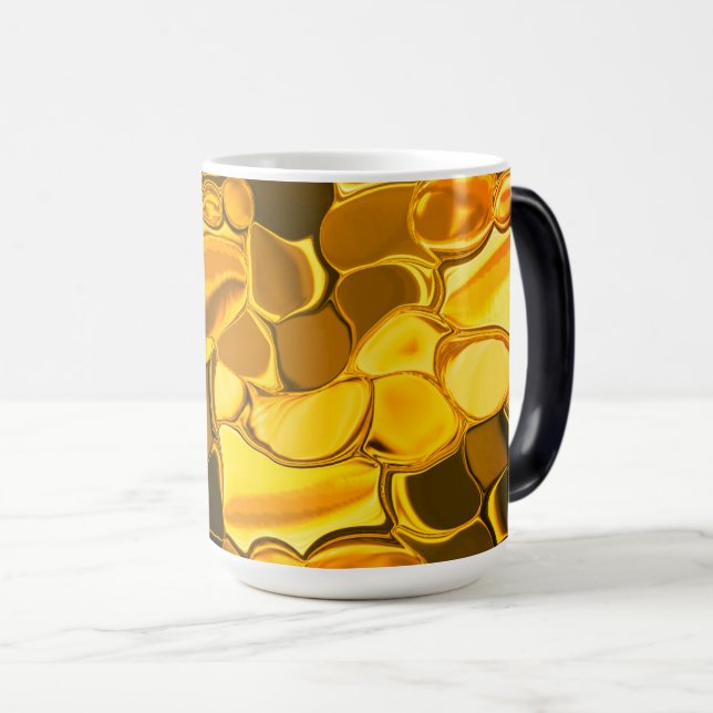 Caneca Mágica Formas arredondadas em cor de ouro, muito douradas (Frente Esquerda)