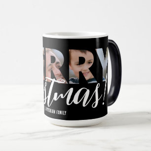Caneca Mágica Foto de envio em preto-e-branco em texto no Natal