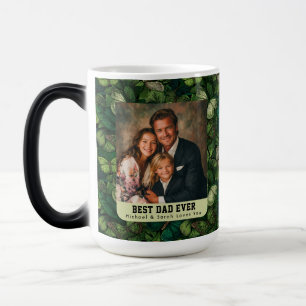 Caneca Mágica Foto do Papai com Camuflagem de Borboleta Vintage 