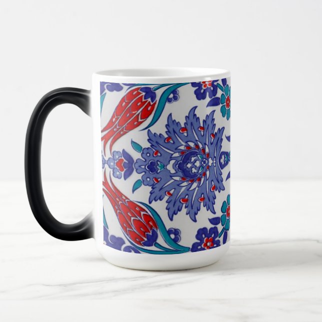 Caneca Mágica Fotografia de Tulipas e Flores Rosa (Esquerda)