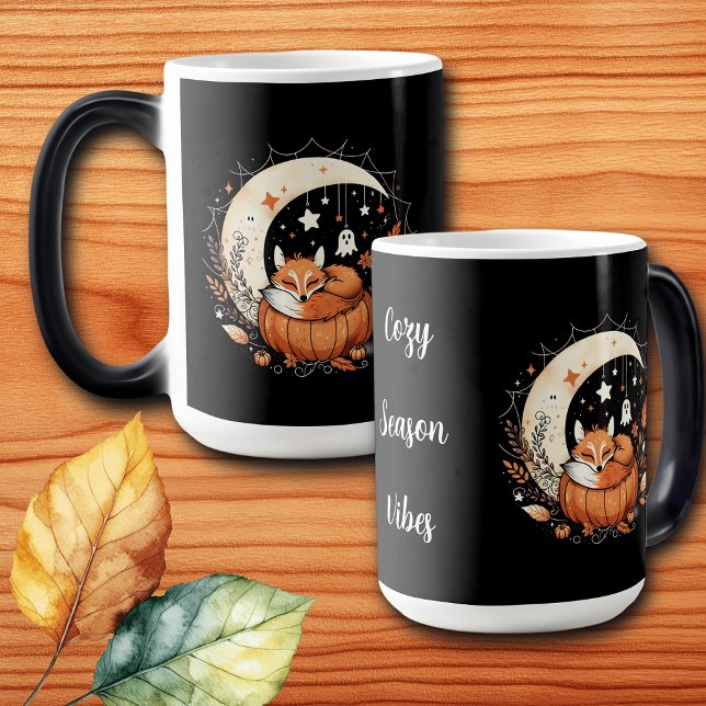 Caneca Mágica Fox e Fantasma do Halloween Personalizados (Criador carregado)