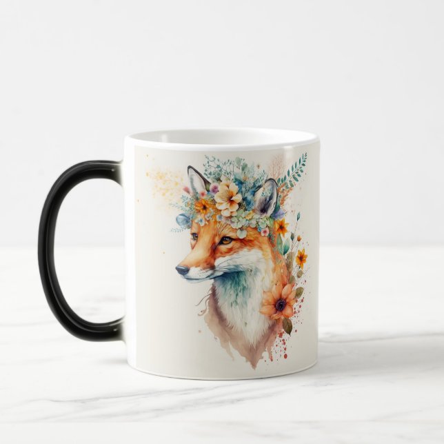 Caneca Mágica Fox Flower Crown Watercolor                        (Esquerda)