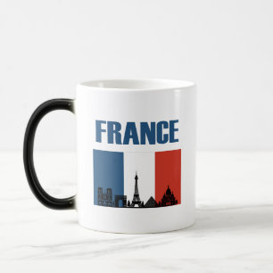 Caneca Mágica França Viagem - Paris City Skyline French Flag