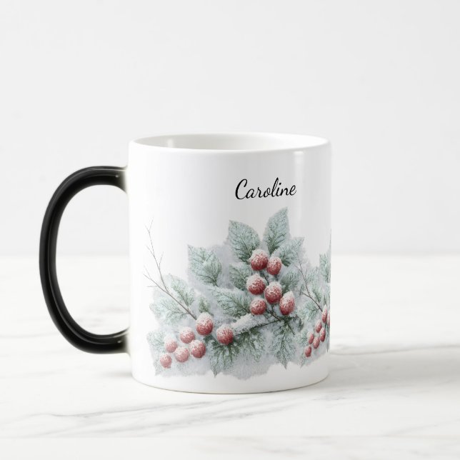 Caneca Mágica Frosted Winter Berry and Spruce Botanical Holiday  (Esquerda)