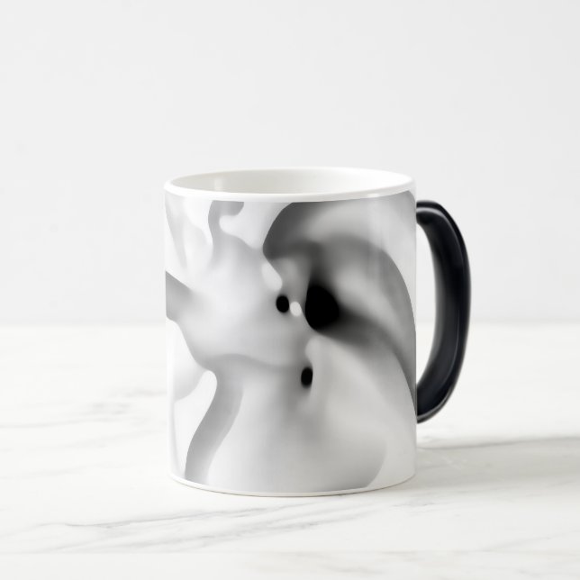 Caneca Mágica Frozen: Abstrato Cinza, Branco e Preto (Frente Esquerda)
