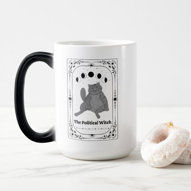 Caneca Mágica Funny Cat Feminist Political Witch Tarot AntiTrump (Com Donut)