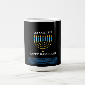 Caneca Mágica Funny Cute Blue Hanukkah Menorah Design