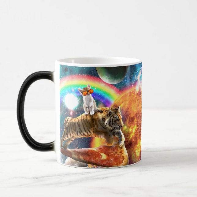 Caneca Mágica Galáxia Espacial Tigre Andando Gato na Pizza (Esquerda)