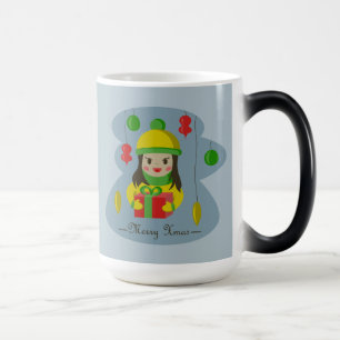 Caneca Mágica Garota com caixa de presentes de Natal