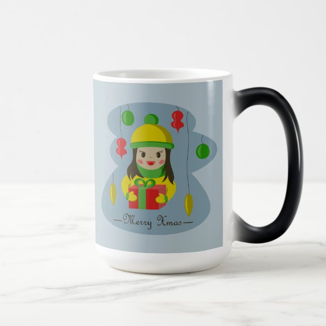 Caneca Mágica Garota com caixa de presentes de Natal (Direita)