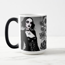 Caneca Mágica Garota Gótica Branca e Negra