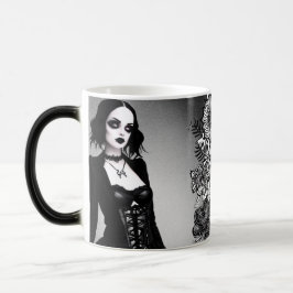 Caneca Mágica Garota Gótica Branca e Negra
