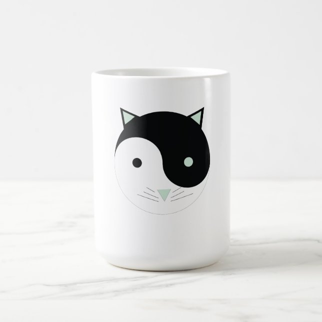 Caneca Mágica Gatinho Yin Yang com verde, preto e branco da Casa (Center)