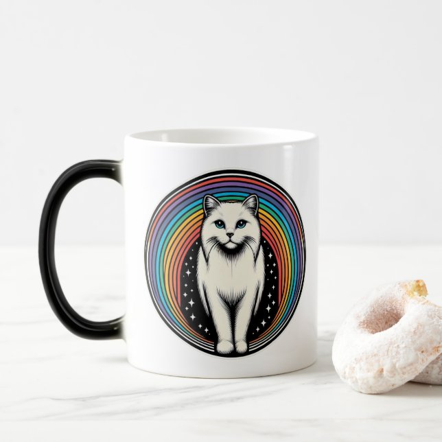 Caneca Mágica Gato Arco-íris (Com Donut)