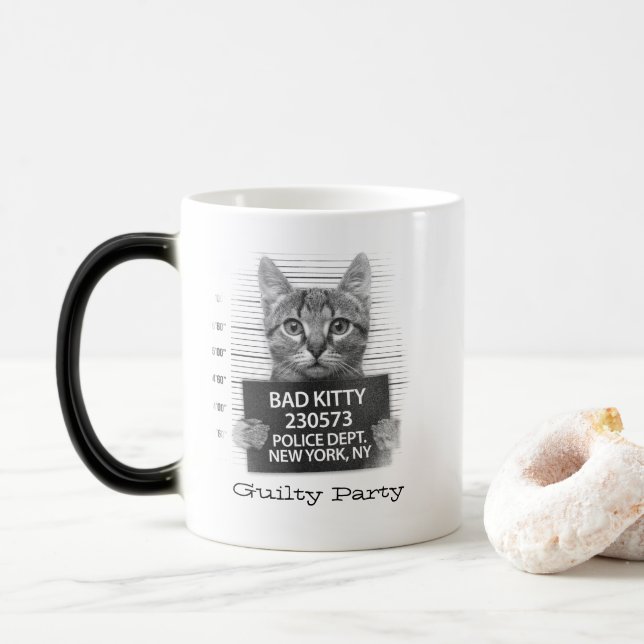 Caneca Mágica Gato Culpado Divertido Personalizado (Com Donut)