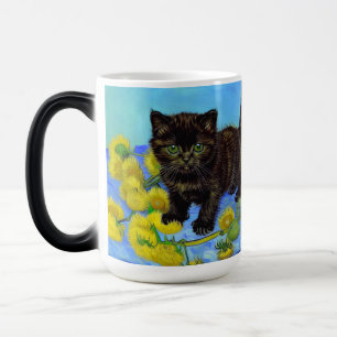 Caneca Mágica Gato de estilo Van Gogh com Sunflower