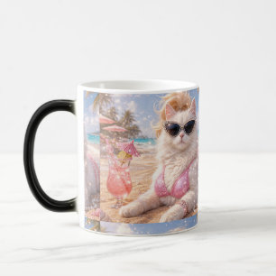 Caneca Mágica Gato de Praia Glamouroso com Óculos de Sol