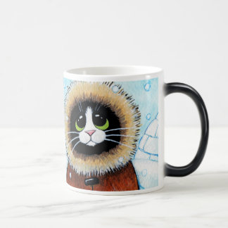 Caneca Mágica Gato Eskimo bonito e iglu