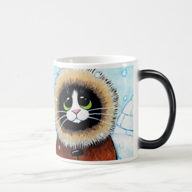 Caneca Mágica Gato Eskimo bonito e iglu (Direita)
