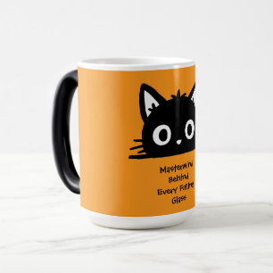 Caneca Mágica Gato Fofo, Gato Engraçado, Gato Preto, Cor Mestre