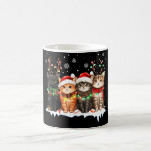 Caneca Mágica Gato Luz de Natal Rena Santa Gato de Natal