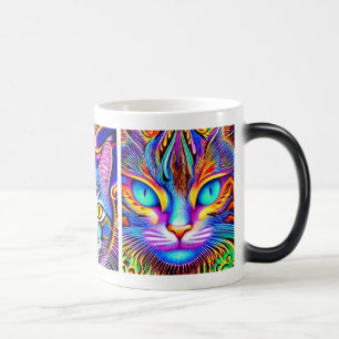 Caneca Mágica Gato Místico   Arte psicodélica