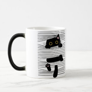 Caneca Mágica Gato Preto Escondido Fofo Engraçado Minimalista Am