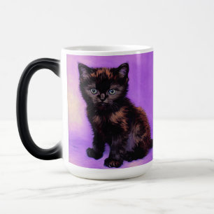 Caneca Mágica Gato Roxo Estilo Van Gogh