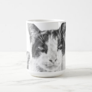 Caneca Mágica Gato Tricolor Minimal Meia-Tone