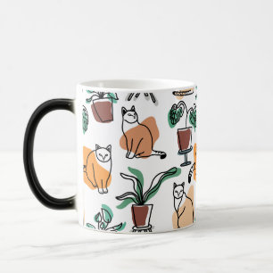 Caneca Mágica Gatos e flores para desenho de linhagens