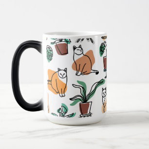Caneca Mágica Gatos e flores para desenho de linhagens