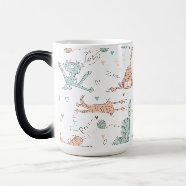 Caneca Mágica Gatos Engraçados em Estilo Bonito (Esquerda)