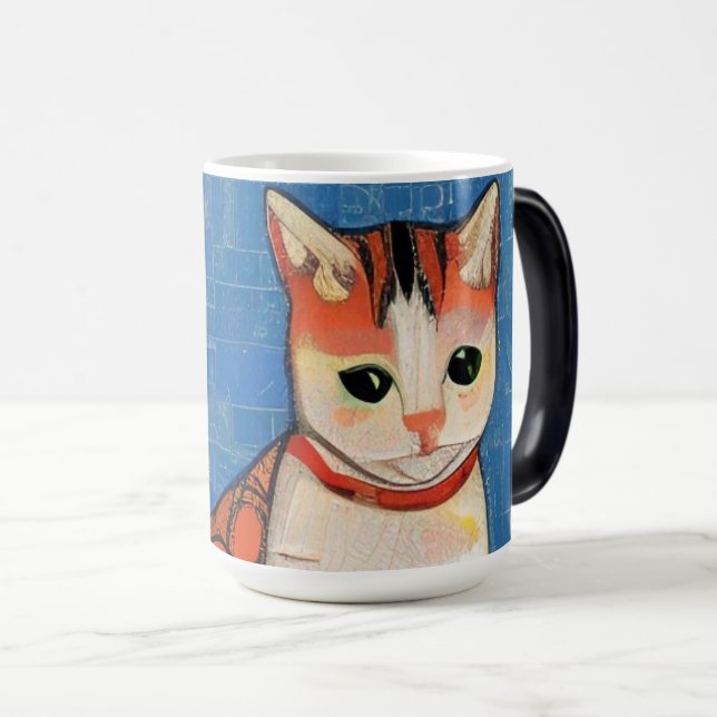 Caneca Mágica Gengibre-abstrato de-arte gengibre-gatinho (Frente Esquerda)