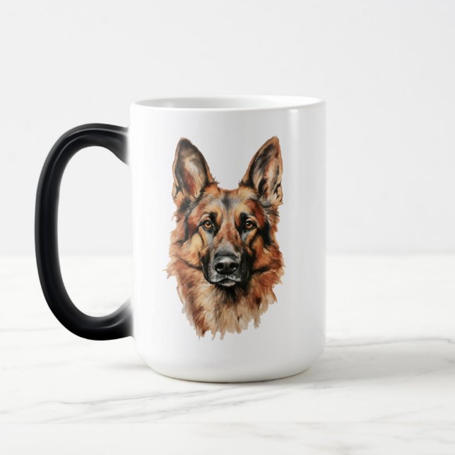 Caneca Mágica German Shepherd Portrait Black Accent Mug (Esquerda)