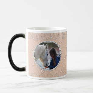Caneca Mágica Girly Peach Faux Sparkly Dois Sotaques Fotográfico