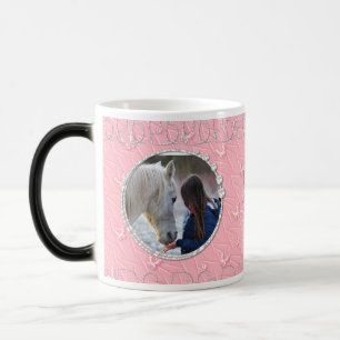 Caneca Mágica Girly Pink Faux Sparkly Dois Ênfase Fotográfica do
