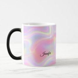 Caneca Mágica Girly Vibrant Pastel Holographic Swirl Design
