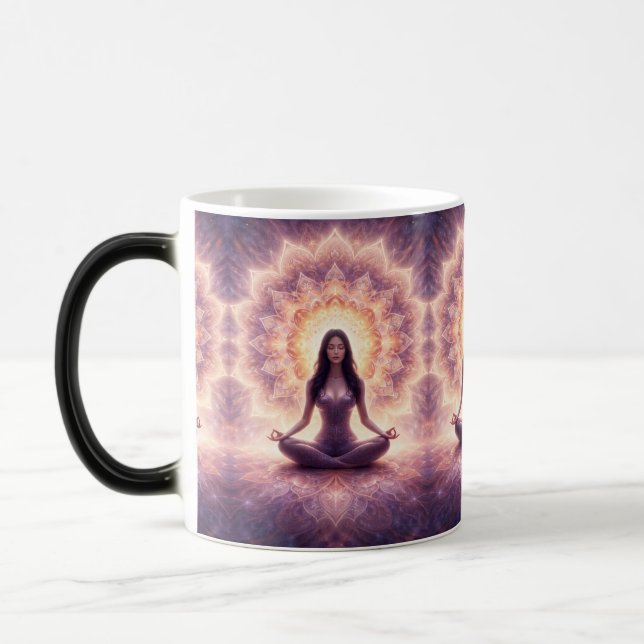 Caneca Mágica Glowing Mandala Meditation Woman       (Esquerda)