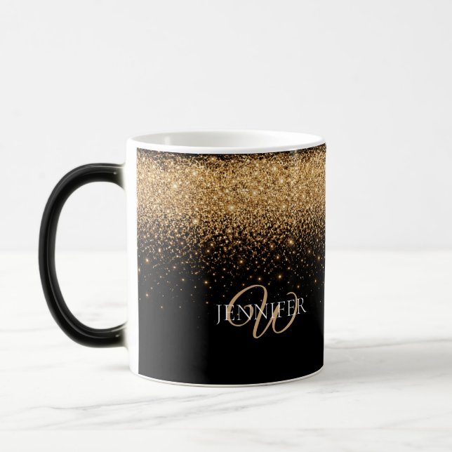 Caneca Mágica Gold Glitter Sparkle Elegant Luxury Texture        (Esquerda)